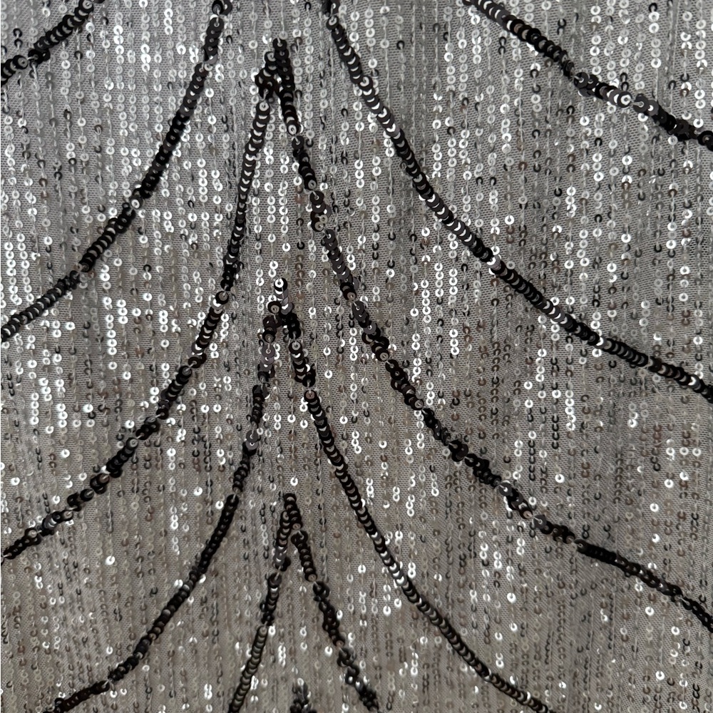 Silver Sequin Long Sleeve Mini Dress - Picture 4 of 6